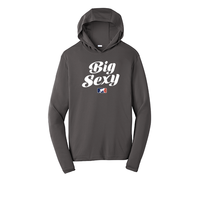 BIG SEXY (White) - Hooded Long Sleeve Performance Tee