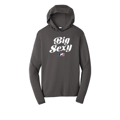 BIG SEXY (White) - Hooded Long Sleeve Performance Tee