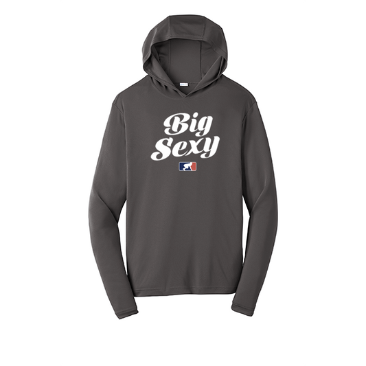 BIG SEXY (White) - Hooded Long Sleeve Performance Tee