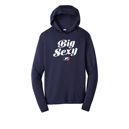 BIG SEXY (White) - Hooded Long Sleeve Performance Tee