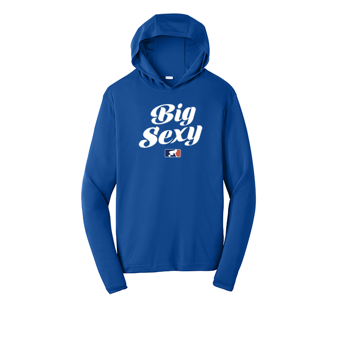 BIG SEXY (White) - Hooded Long Sleeve Performance Tee