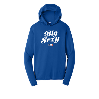 BIG SEXY (White) - Hooded Long Sleeve Performance Tee