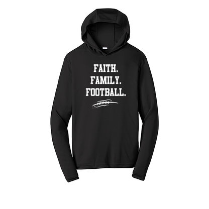FAITH FAMILY FOOTBALL - Hooded Long Sleeve Performance Tee