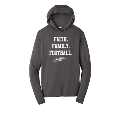 FAITH FAMILY FOOTBALL - Hooded Long Sleeve Performance Tee