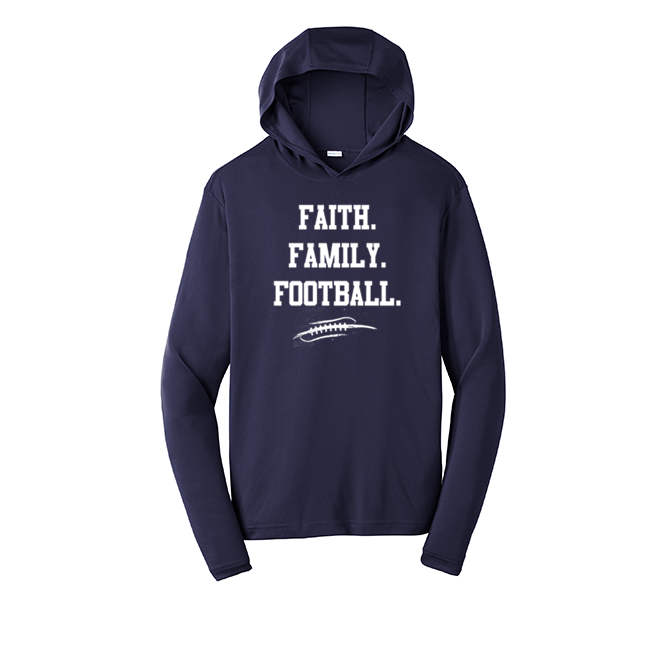 FAITH FAMILY FOOTBALL - Hooded Long Sleeve Performance Tee