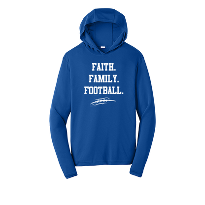 FAITH FAMILY FOOTBALL - Hooded Long Sleeve Performance Tee