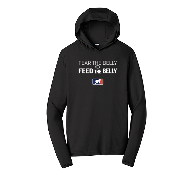 FEAR THE BELLY FEED THE BELLY - Hooded Long Sleeve Performance Tee