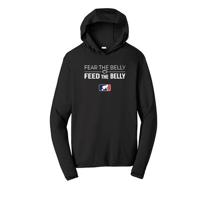 FEAR THE BELLY FEED THE BELLY - Hooded Long Sleeve Performance Tee