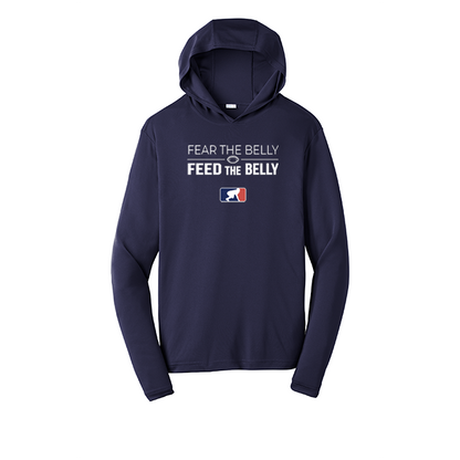 FEAR THE BELLY FEED THE BELLY - Hooded Long Sleeve Performance Tee
