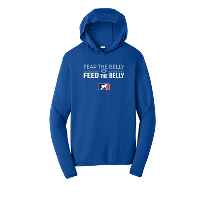FEAR THE BELLY FEED THE BELLY - Hooded Long Sleeve Performance Tee