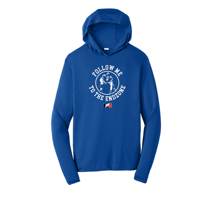 FOLLOW ME TO THE END ZONE - Hooded Long Sleeve Performance Tee