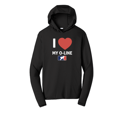 I <3 MY O-LINE - Hooded Long Sleeve Performance Tee