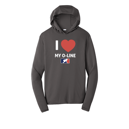 I <3 MY O-LINE - Hooded Long Sleeve Performance Tee