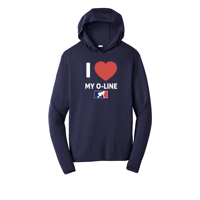 I <3 MY O-LINE - Hooded Long Sleeve Performance Tee