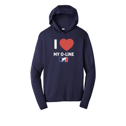 I <3 MY O-LINE - Hooded Long Sleeve Performance Tee