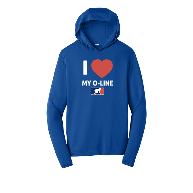 I <3 MY O-LINE - Hooded Long Sleeve Performance Tee