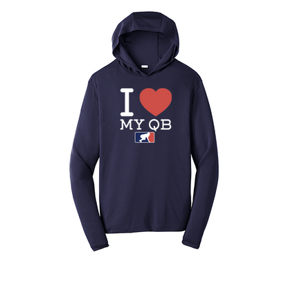 I <3 MY QB - Hooded Long Sleeve Performance Tee