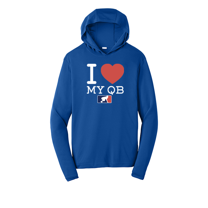 I <3 MY QB - Hooded Long Sleeve Performance Tee