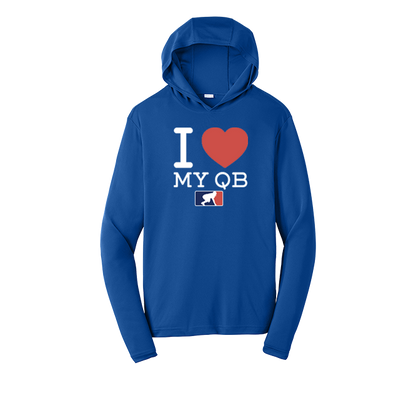 I <3 MY QB - Hooded Long Sleeve Performance Tee