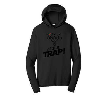 ITS A TRAP! (Black) - Hooded Long Sleeve Performance Tee