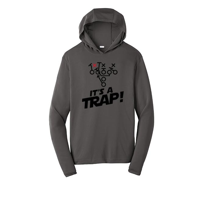 ITS A TRAP! (Black) - Hooded Long Sleeve Performance Tee