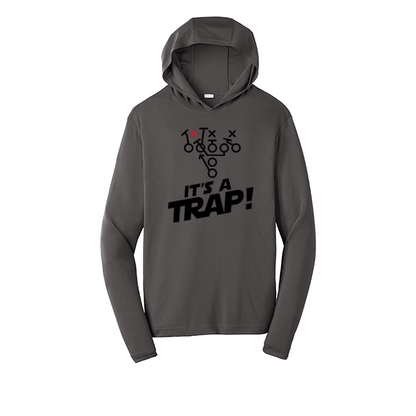 ITS A TRAP! (Black) - Hooded Long Sleeve Performance Tee