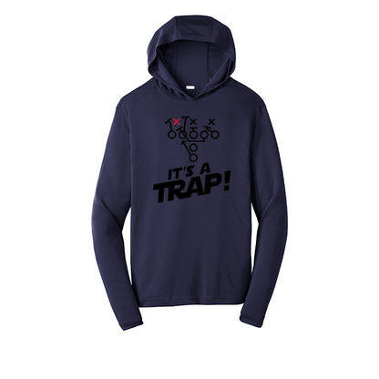 ITS A TRAP! (Black) - Hooded Long Sleeve Performance Tee