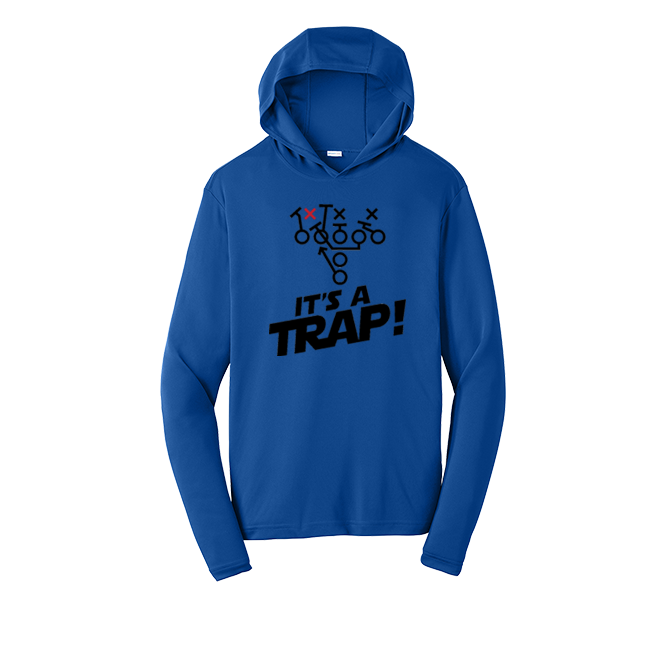 ITS A TRAP! (Black) - Hooded Long Sleeve Performance Tee