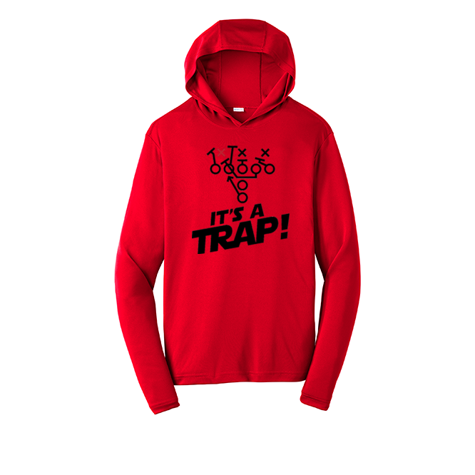 ITS A TRAP! (Black) - Hooded Long Sleeve Performance Tee