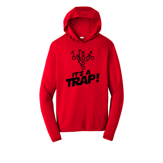 ITS A TRAP! (Black) - Hooded Long Sleeve Performance Tee
