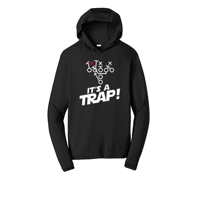 ITS A TRAP! (White) - Hooded Long Sleeve Performance Tee