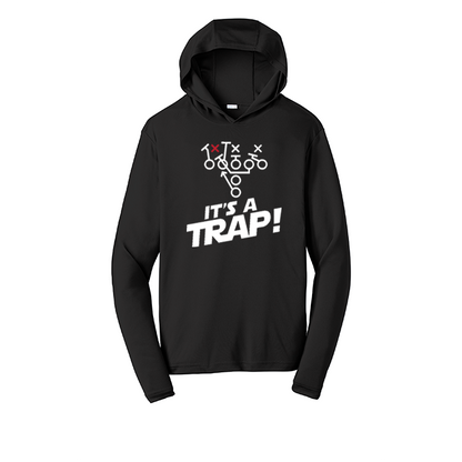 ITS A TRAP! (White) - Hooded Long Sleeve Performance Tee