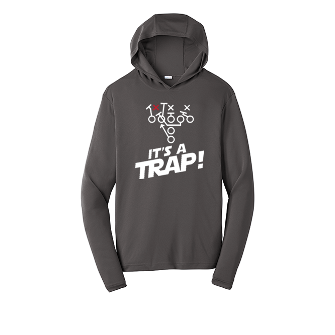 ITS A TRAP! (White) - Hooded Long Sleeve Performance Tee