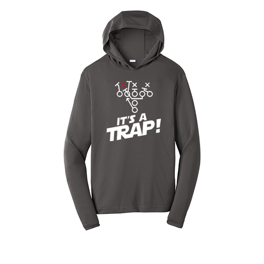 ITS A TRAP! (White) - Hooded Long Sleeve Performance Tee