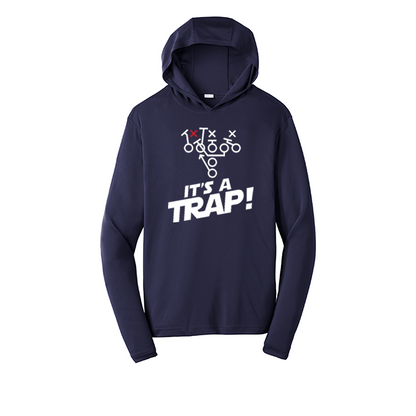 ITS A TRAP! (White) - Hooded Long Sleeve Performance Tee