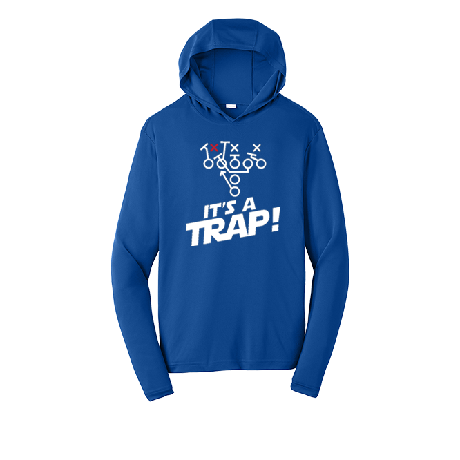 ITS A TRAP! (White) - Hooded Long Sleeve Performance Tee