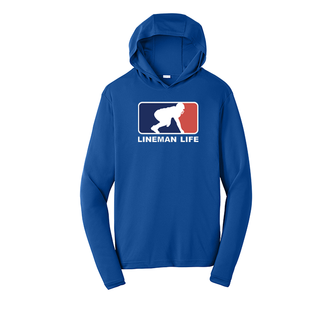 LINEMAN LIFE LOGO - Hooded Long Sleeve Performance Tee