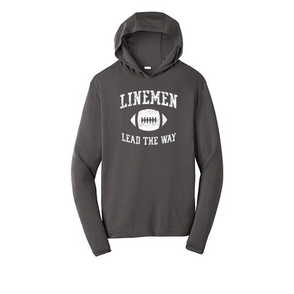 LINEMEN LEAD THE WAY - Hooded Long Sleeve Performance Tee