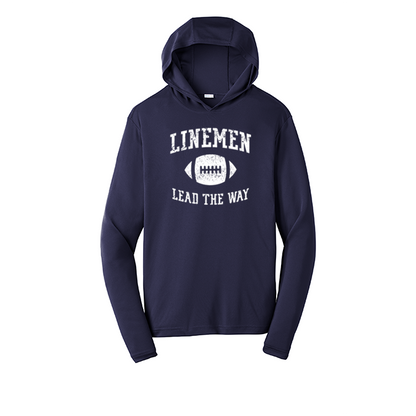LINEMEN LEAD THE WAY - Hooded Long Sleeve Performance Tee