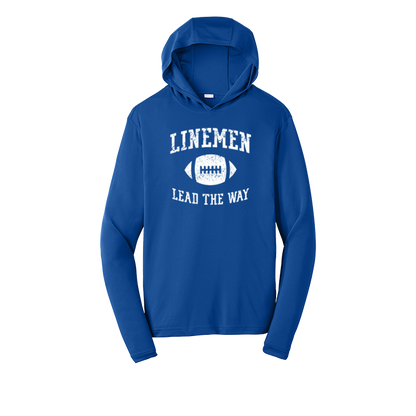 LINEMEN LEAD THE WAY - Hooded Long Sleeve Performance Tee