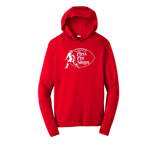PASS PRO SHOPS (White) - Hooded Long Sleeve Performance Tee