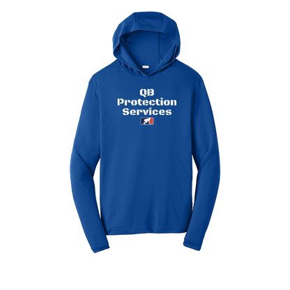 QB PROTECTION SERVICES - Hooded Long Sleeve Performance Tee