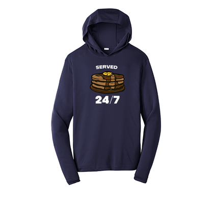 SERVED 24/7 - Hooded Long Sleeve Performance Tee