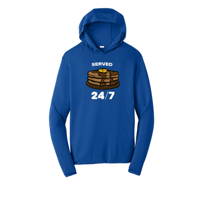SERVED 24/7 - Hooded Long Sleeve Performance Tee