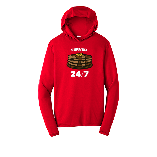 SERVED 24/7 - Hooded Long Sleeve Performance Tee