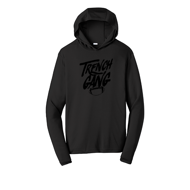 TRENCH GANG (Black) - Hooded Long Sleeve Performance Tee
