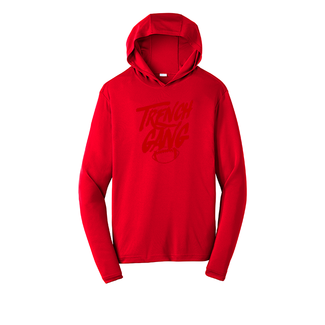 TRENCH GANG (Red) - Hooded Long Sleeve Performance Tee