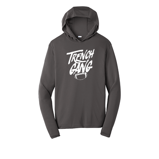 TRENCH GANG (White) - Hooded Long Sleeve Performance Tee