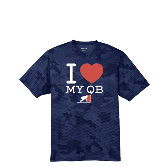 I <3 MY QB - Hex Camo Performance Tee