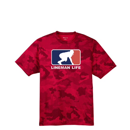 LINEMAN LIFE LOGO - Hex Camo Performance Tee